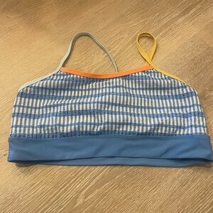 Striped Blue and Yellow Women Swim Top